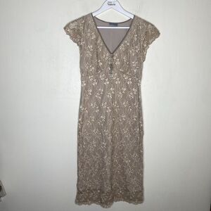 Rabbit Rabbit Rabbit Designs Vintage Champagne Lace Mid Dress Y2k Small